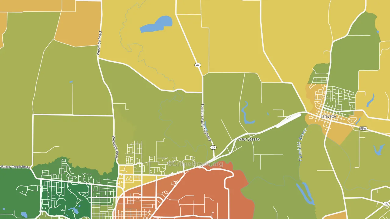 St. Joseph, OR Map of Burglary Rates