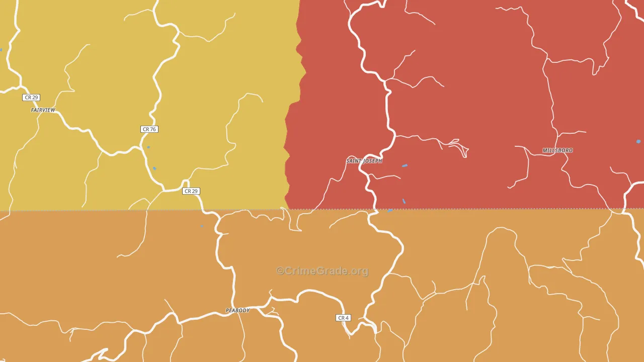 St. Joseph, WV Map of Burglary Rates