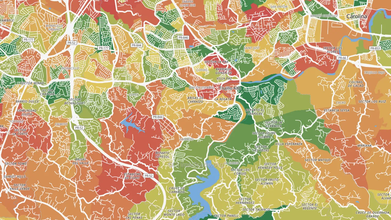 St. Just, PR Map of Burglary Rates