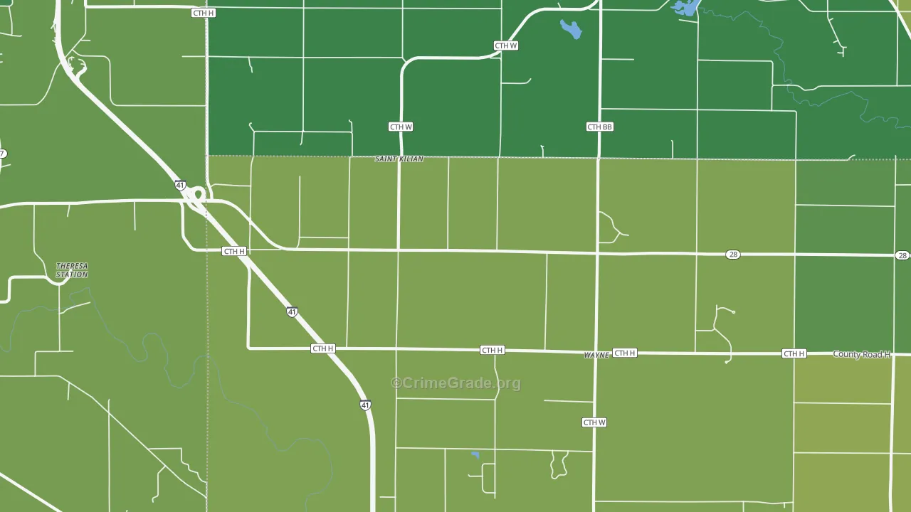 St. Kilian, WI Map of Burglary Rates