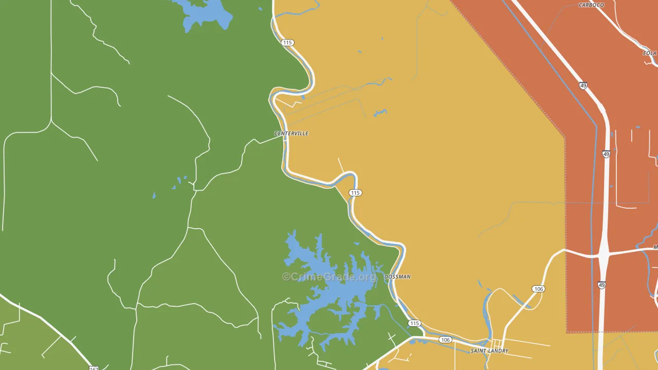 St. Landry, LA Map of Burglary Rates