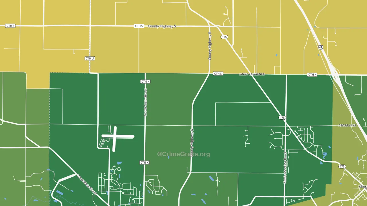 St. Lawrence, WI Map of Burglary Rates