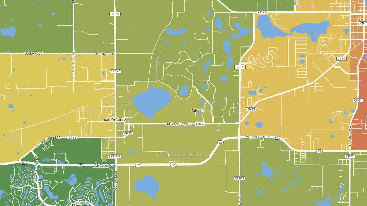 St. Leo, FL Map of Burglary Rates