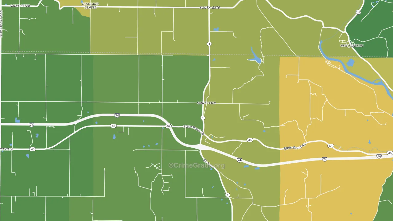 St. Leon, IN Map of Burglary Rates