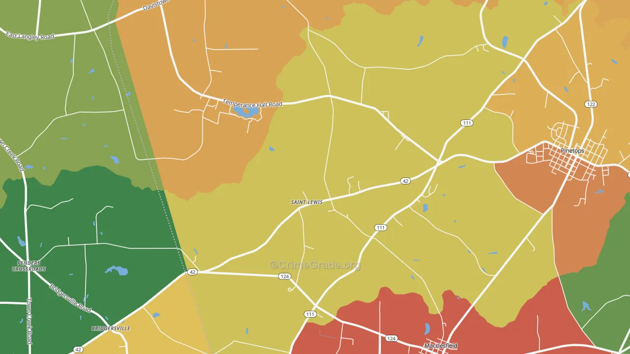 St. Lewis, NC Map of Burglary Rates