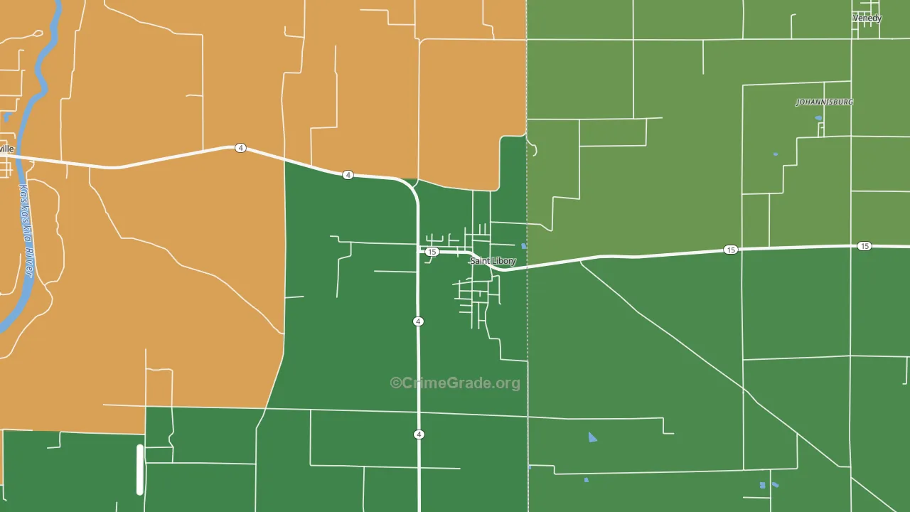 St. Libory, IL Map of Burglary Rates