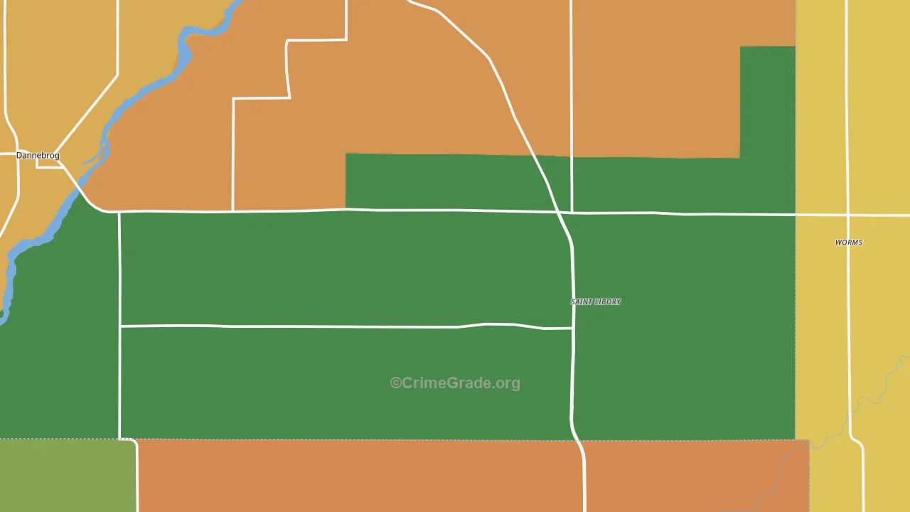 St. Libory, NE Map of Burglary Rates