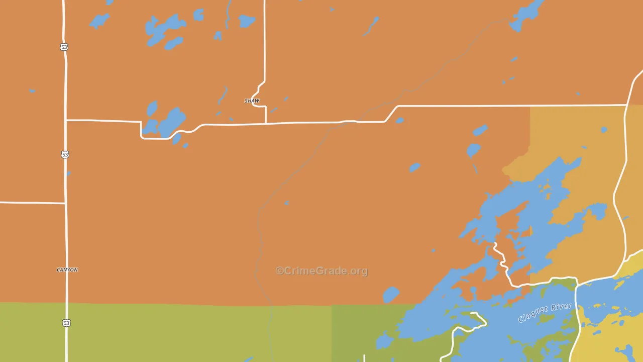 St. Louis County, MN Map of Burglary Rates