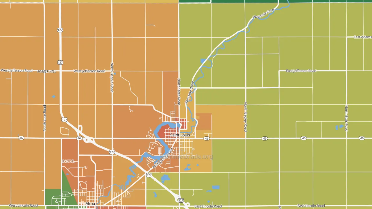 St. Louis, MI Map of Burglary Rates