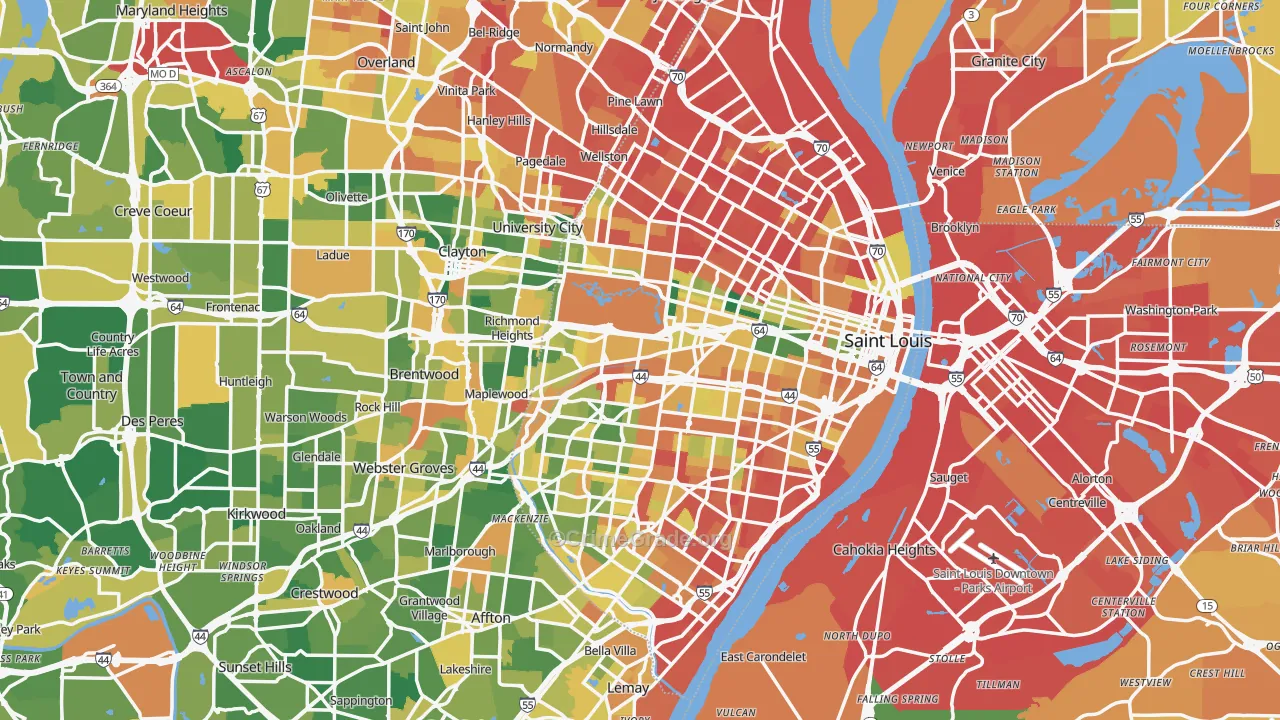 St. Louis, MO Map of Burglary Rates