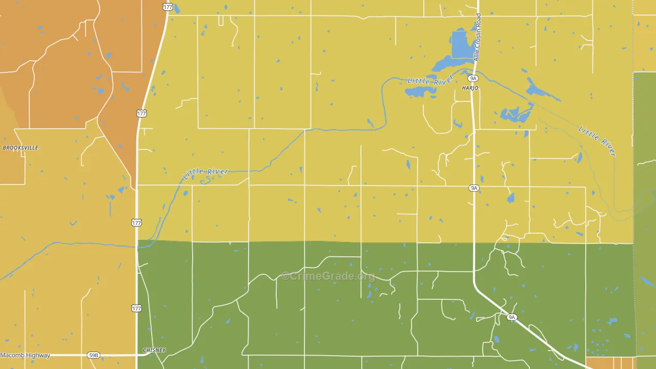 St. Louis, OK Map of Burglary Rates