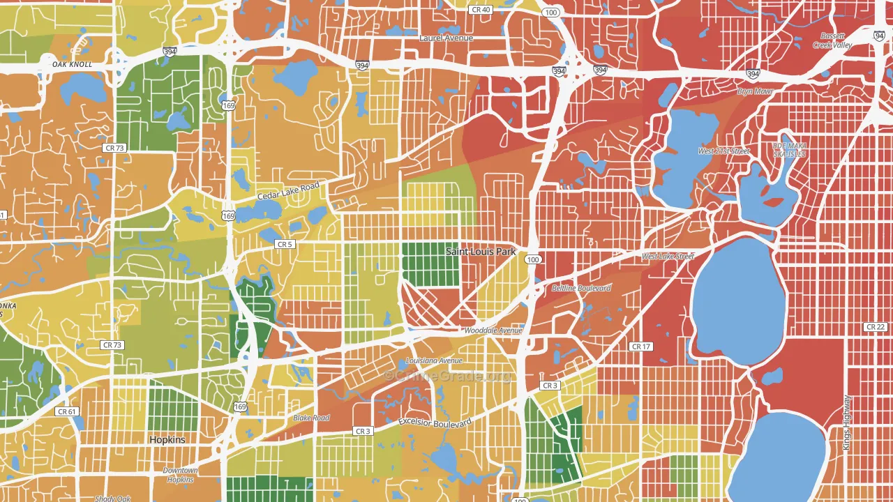 St. Louis Park, MN Map of Burglary Rates
