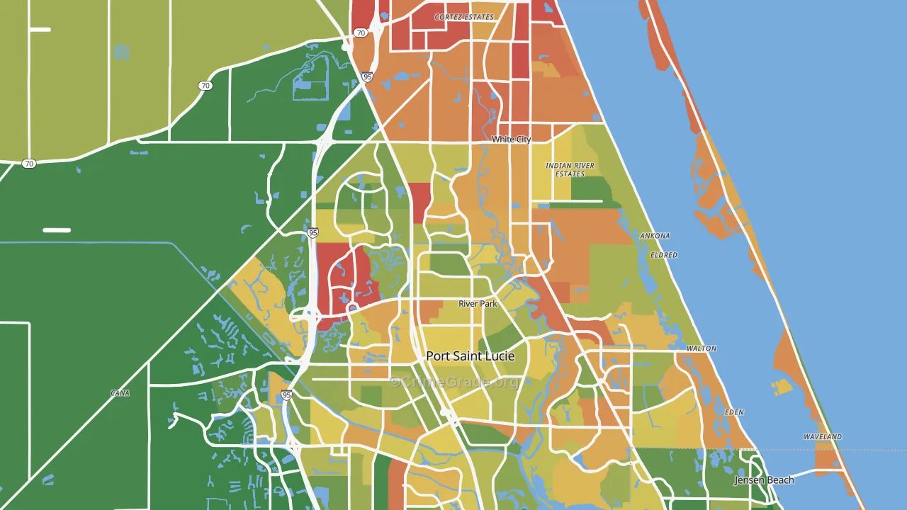 St. Lucie County, FL Map of Burglary Rates