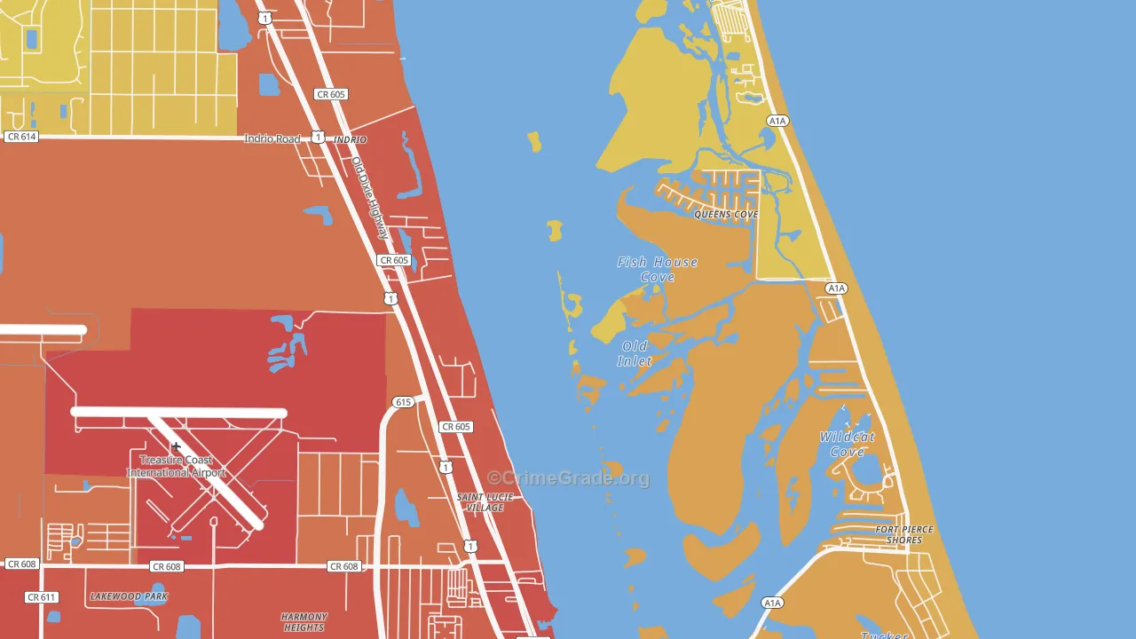 St. Lucie Village, FL Map of Burglary Rates
