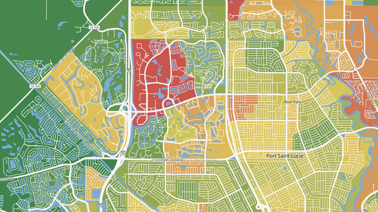 St. Lucie West, Port St. Lucie, FL Map of Burglary Rates