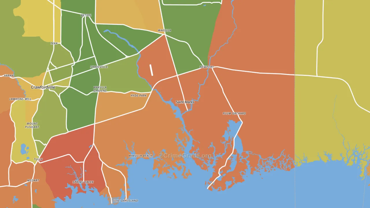 St. Marks, FL Map of Burglary Rates