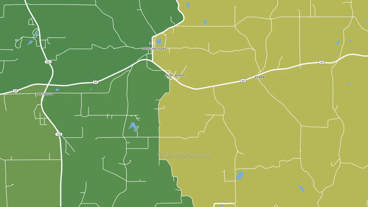 St. Marks, IN Map of Burglary Rates