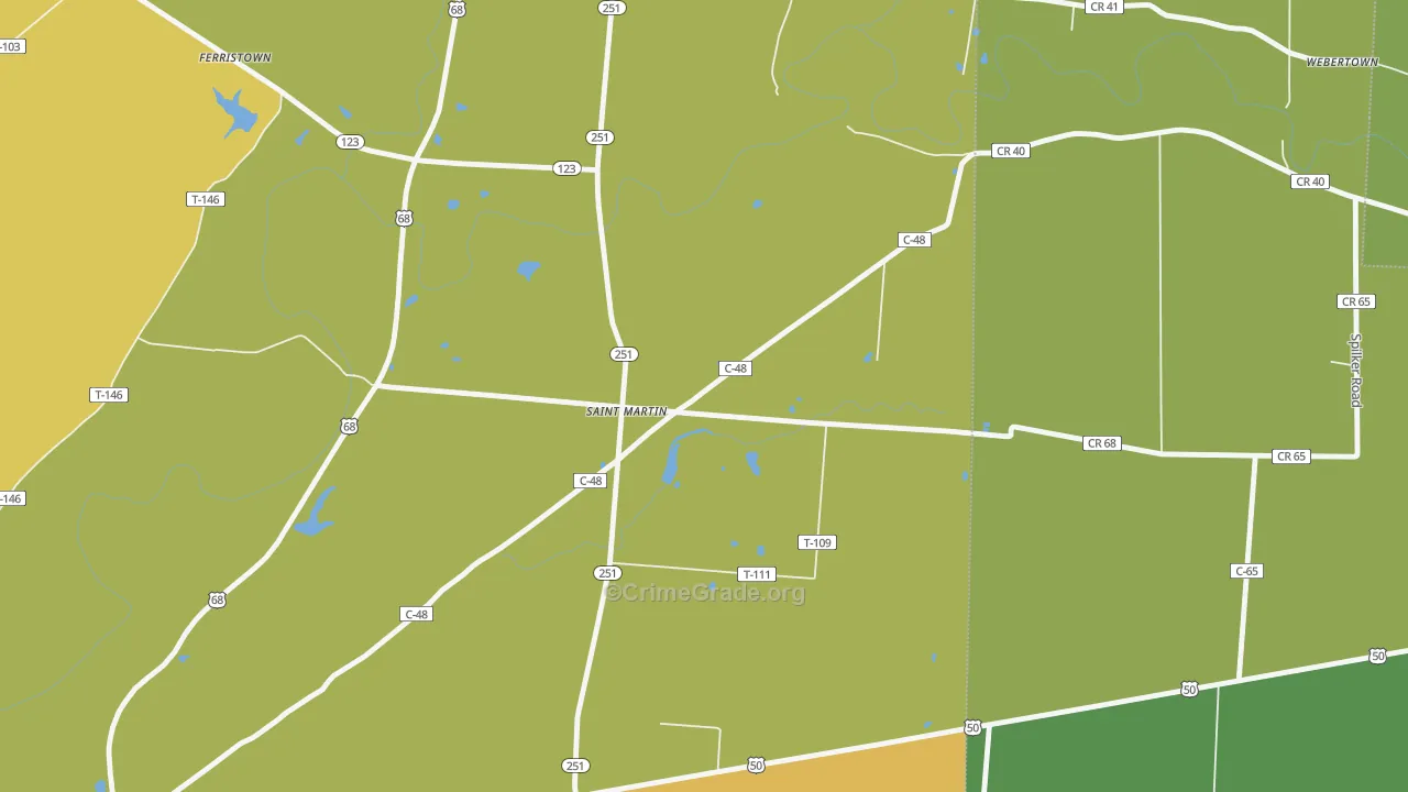 St. Martin, OH Map of Burglary Rates