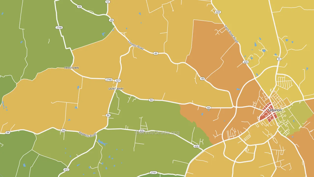 St. Mary, KY Map of Burglary Rates