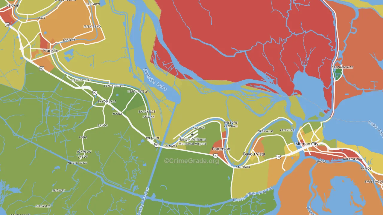 St. Mary Parish, LA Map of Burglary Rates