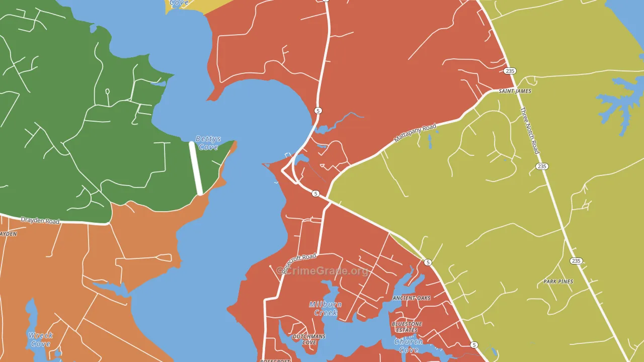 St. Marys City, MD Map of Burglary Rates