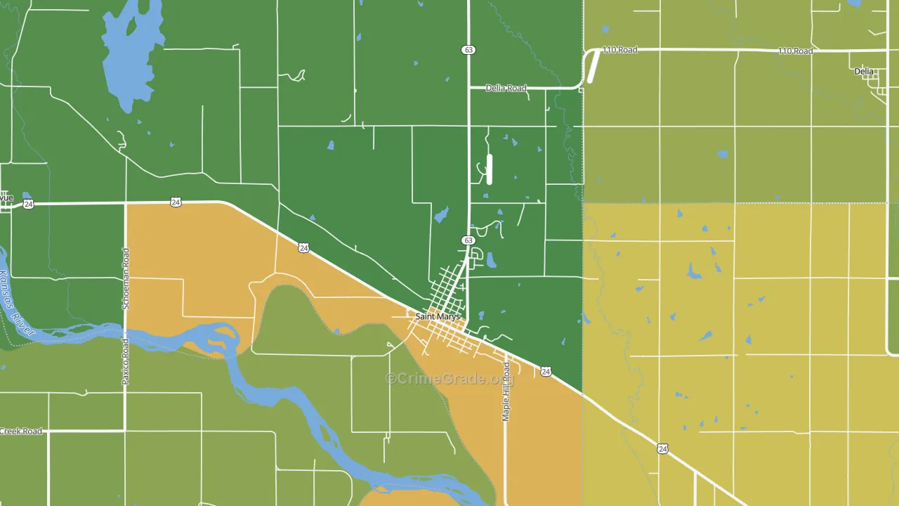 St. Marys, KS Map of Burglary Rates