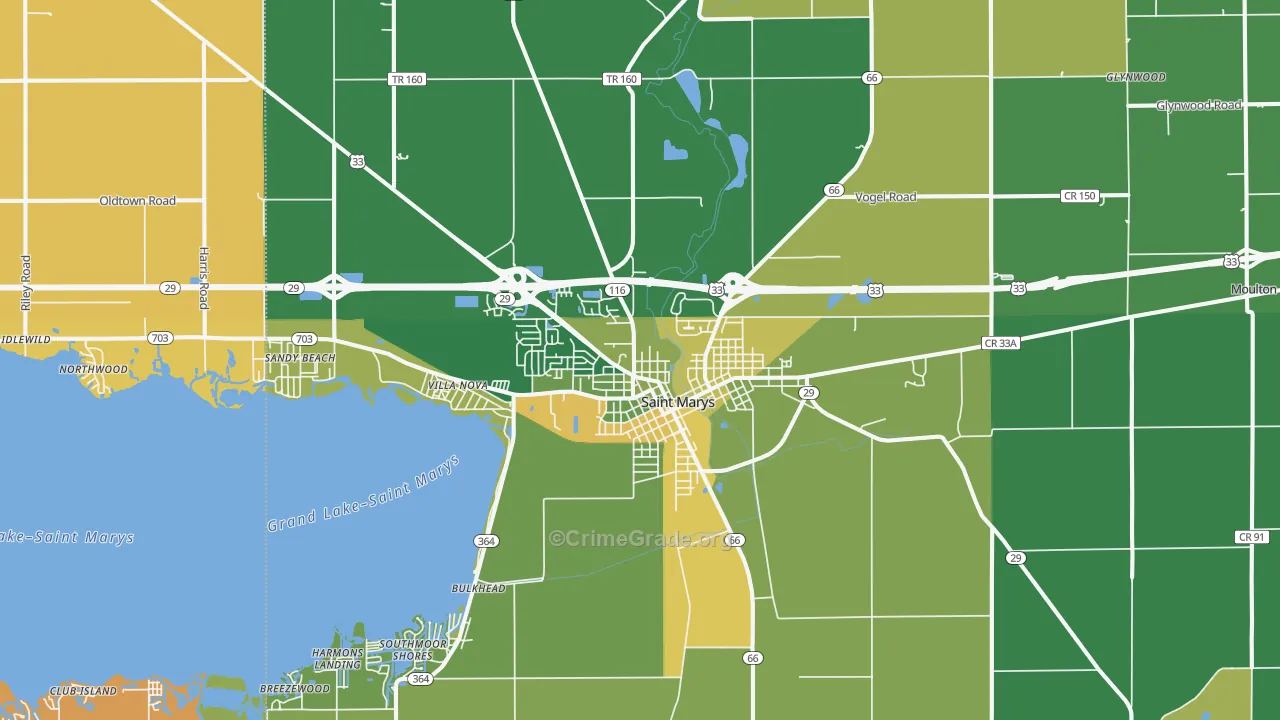 St. Marys, OH Map of Burglary Rates