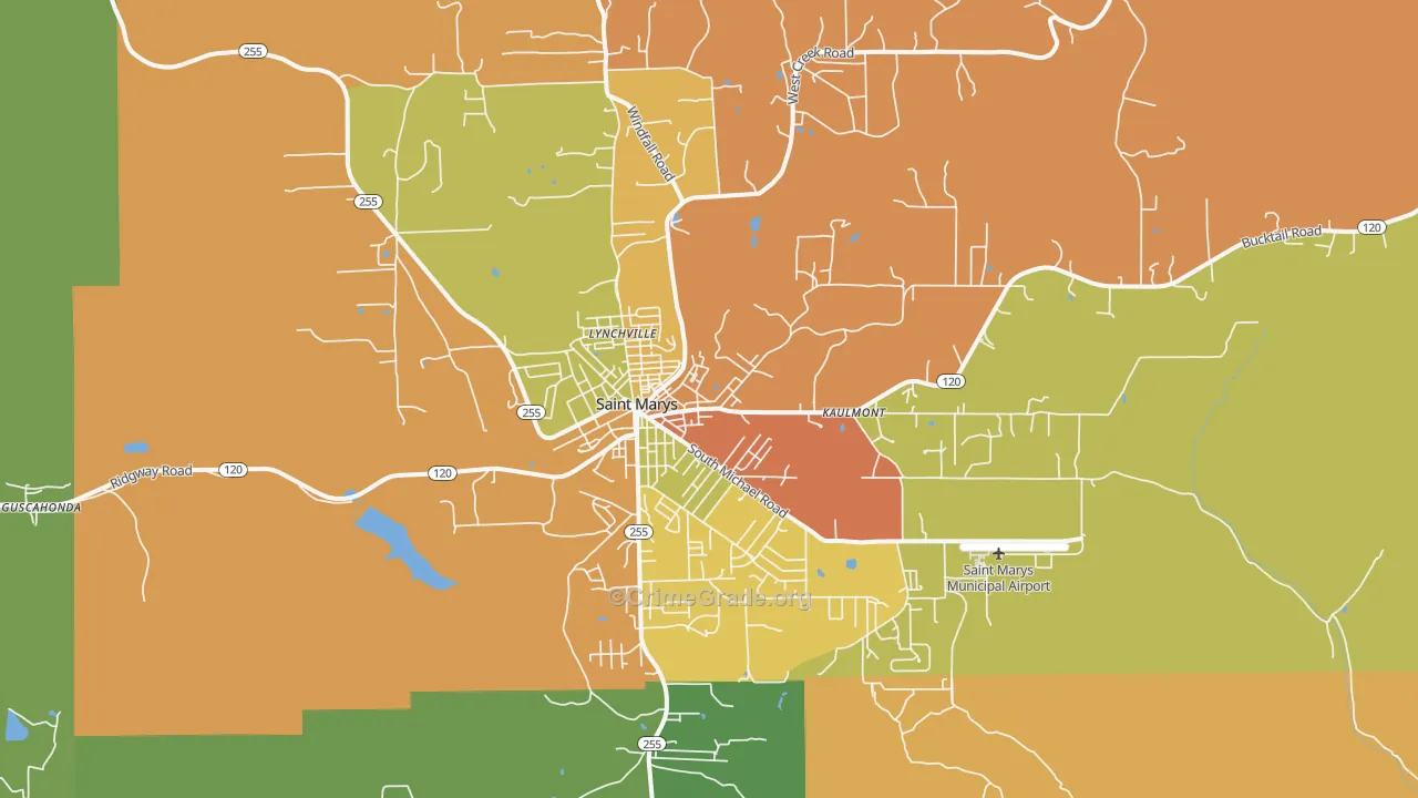 St. Marys, PA Map of Burglary Rates