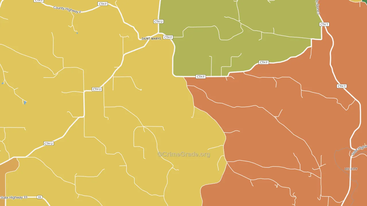 St. Marys, WI Map of Burglary Rates