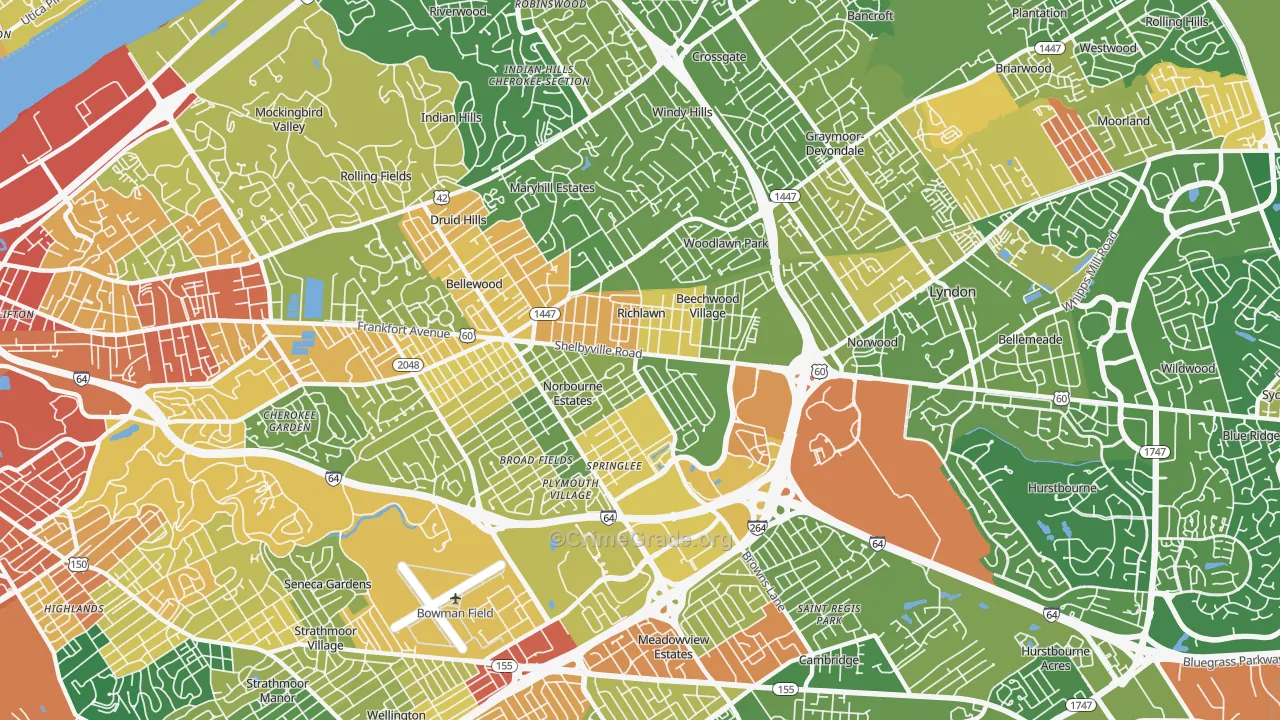 St. Matthews, KY Map of Burglary Rates