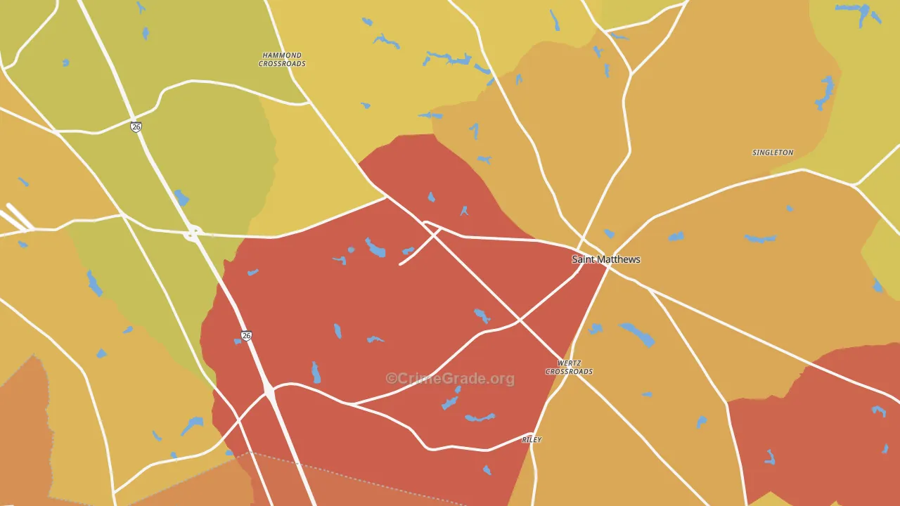 St. Matthews, SC Map of Burglary Rates