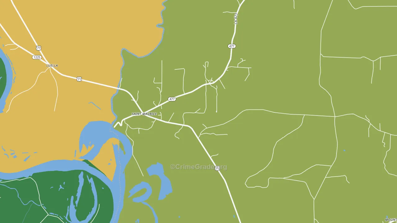 St. Maurice, LA Map of Burglary Rates