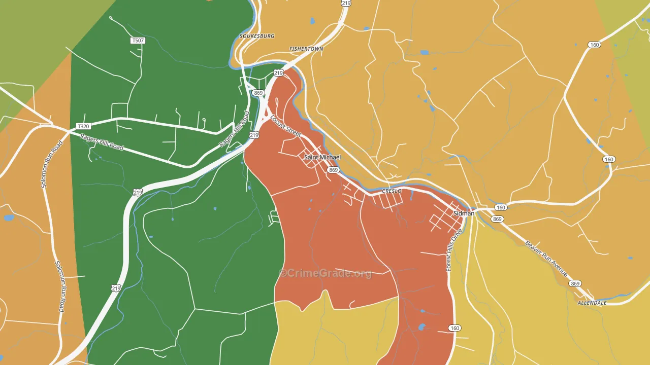St. Michael, PA Map of Burglary Rates