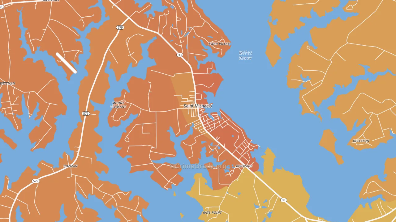 St. Michaels, MD Map of Burglary Rates