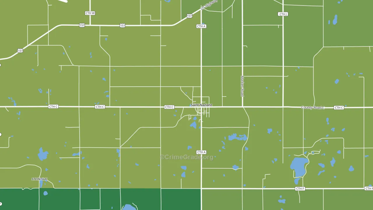 St. Nazianz, WI Map of Burglary Rates