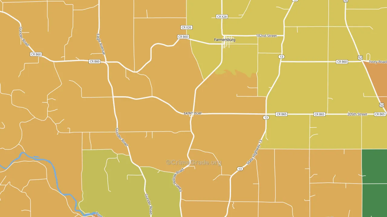 St. Olaf, IA Map of Burglary Rates