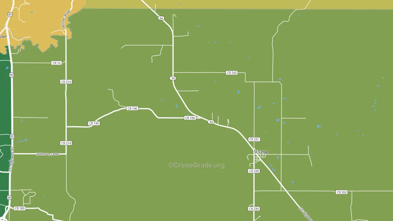 St. Onge, SD Map of Burglary Rates
