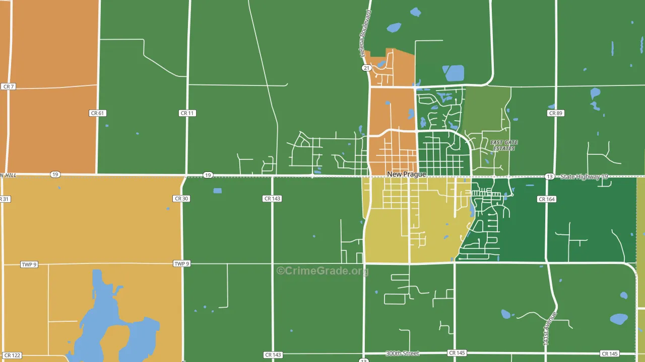 St. Patrick, MN Map of Burglary Rates
