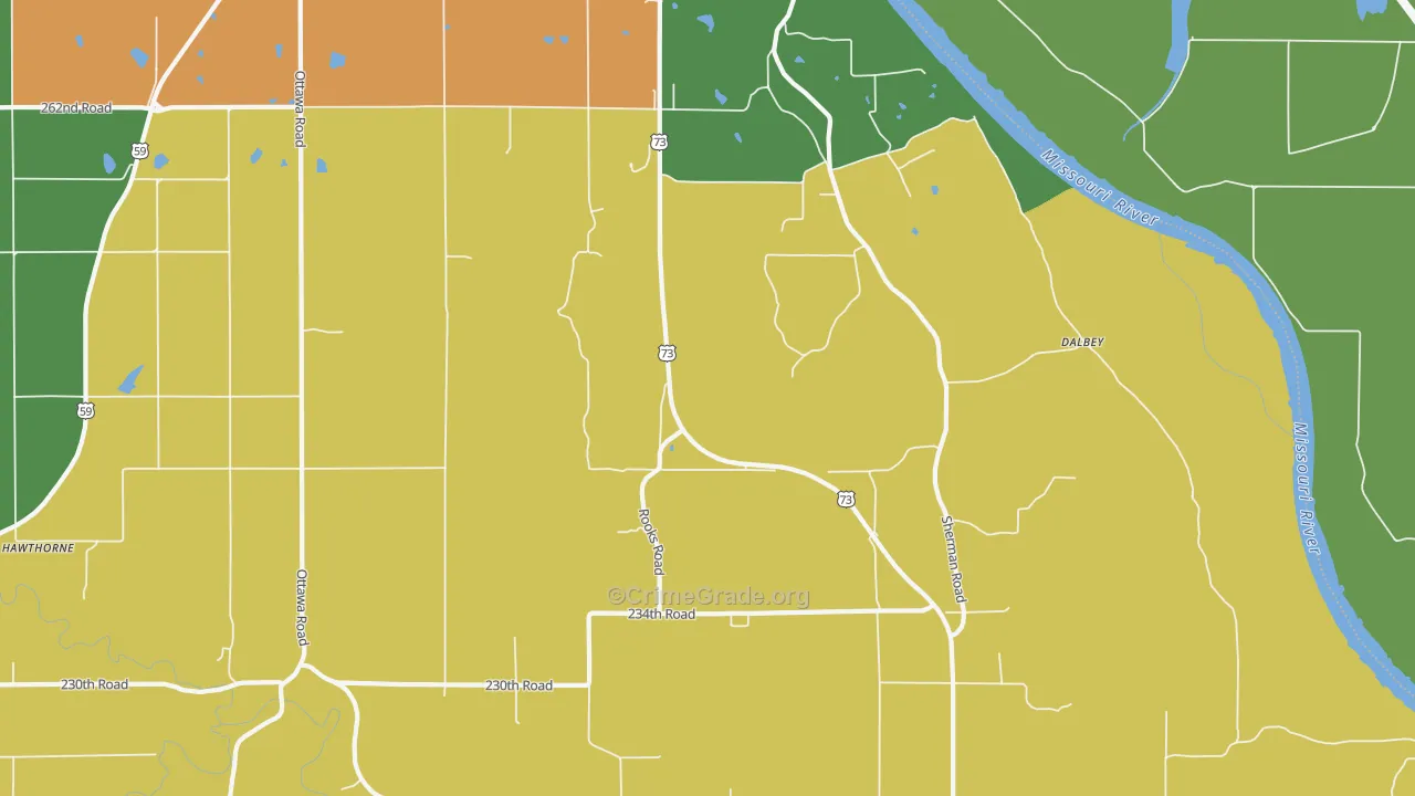 St. Pats, KS Map of Burglary Rates