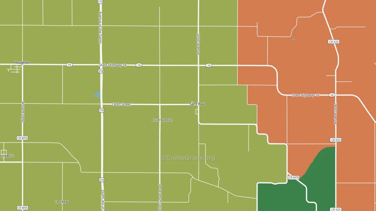 St. Paul, IA Map of Burglary Rates
