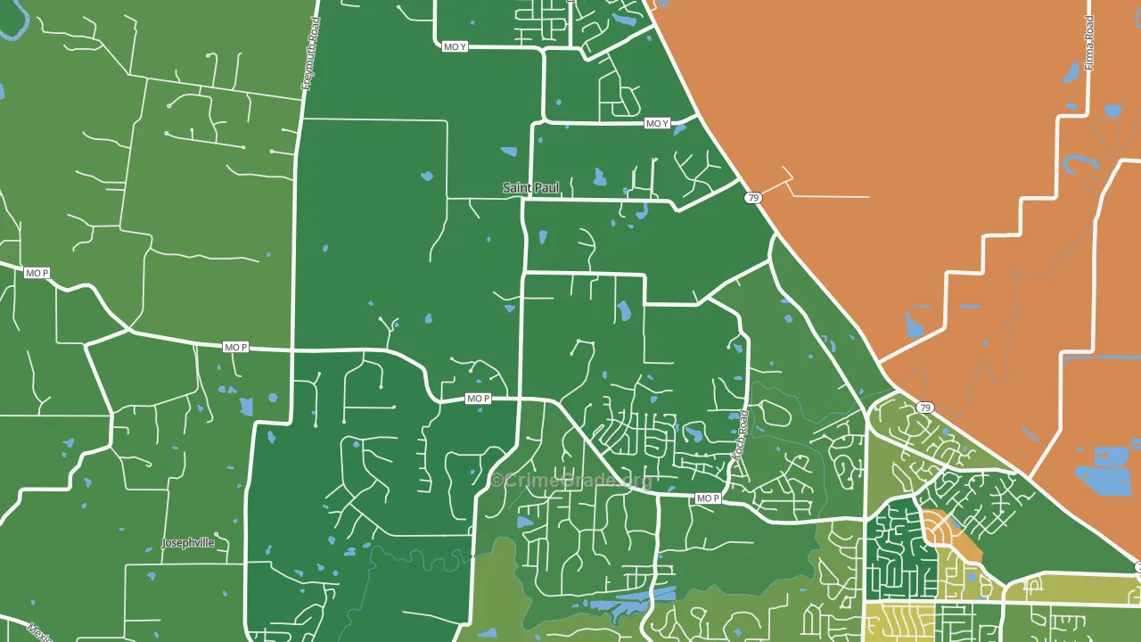 St. Paul, MO Map of Burglary Rates