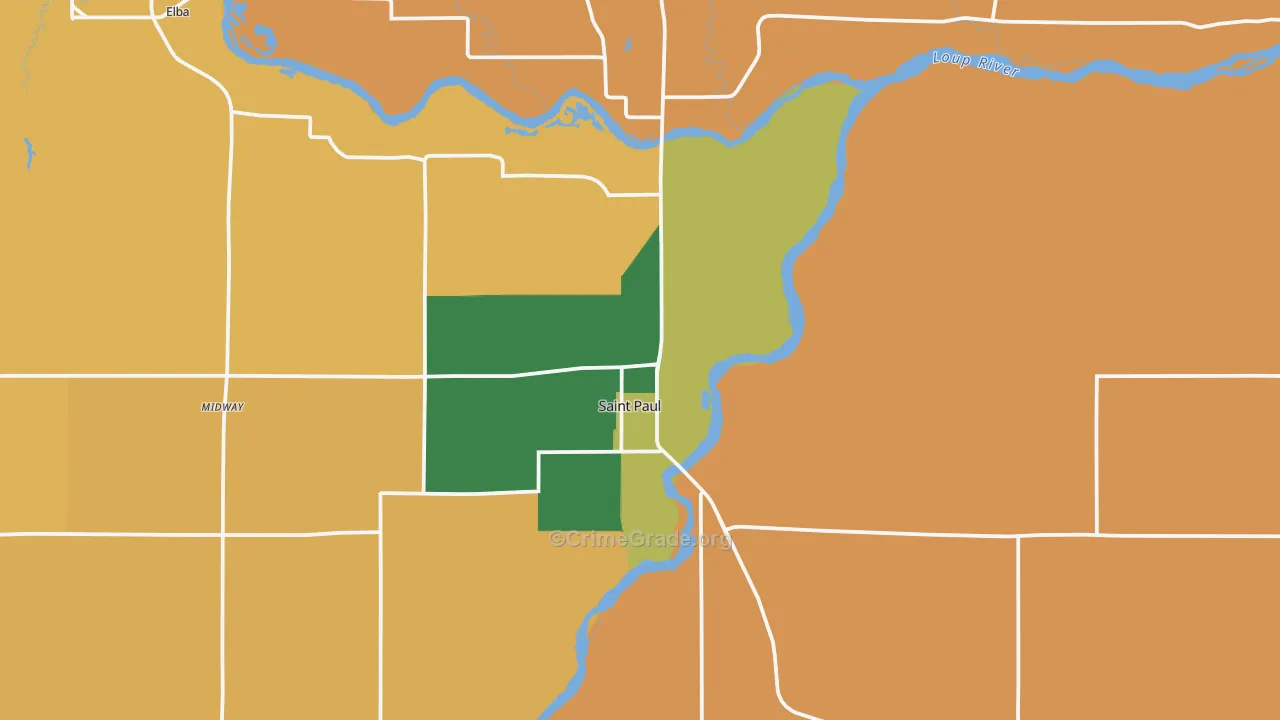 St. Paul, NE Map of Burglary Rates