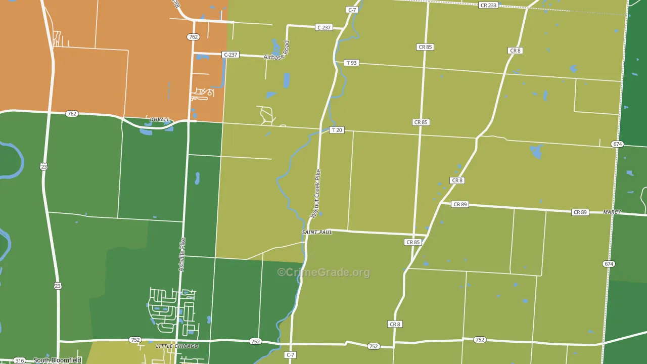 St. Paul, OH Map of Burglary Rates
