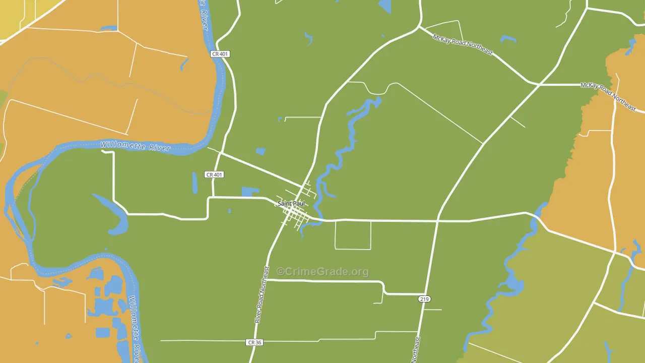 St. Paul, OR Map of Burglary Rates