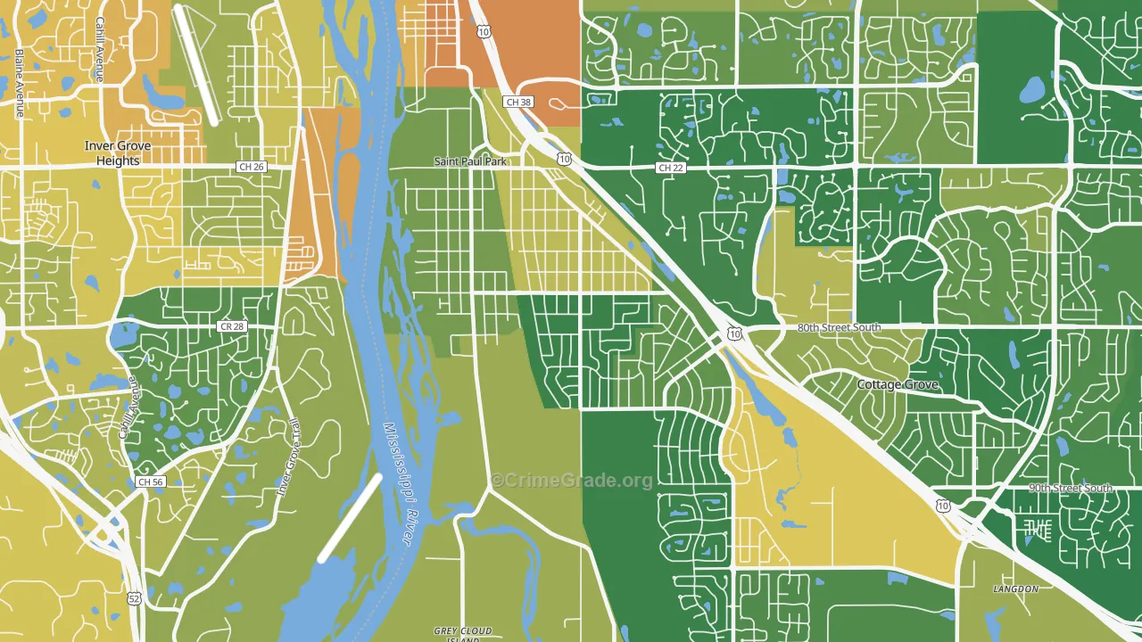 St. Paul Park, MN Map of Burglary Rates