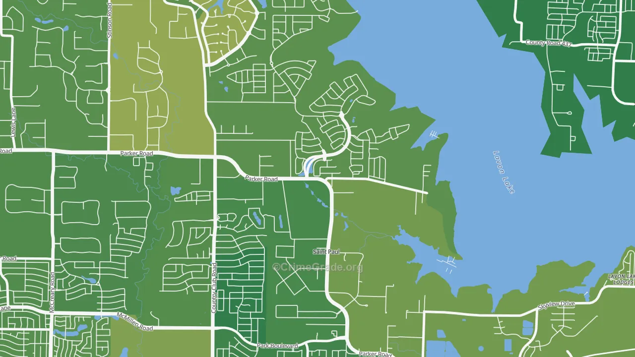 St. Paul, TX Map of Burglary Rates