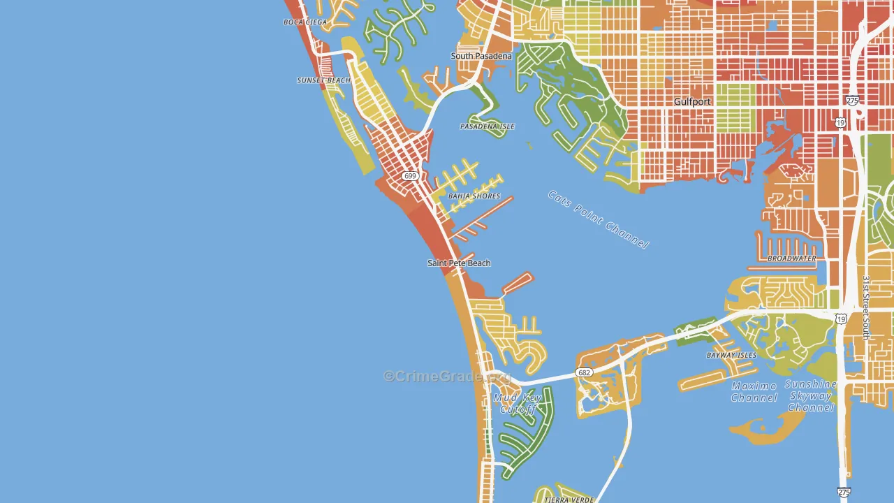 St. Pete Beach, FL Map of Burglary Rates