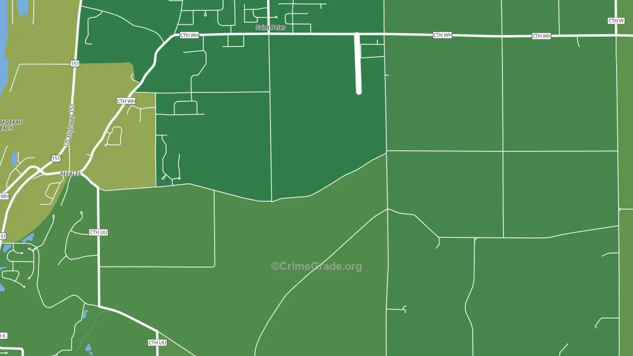 St. Peter, WI Map of Burglary Rates