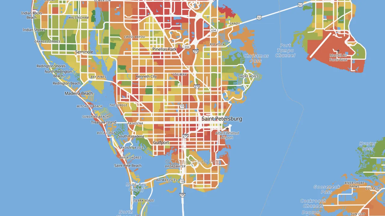 St. Petersburg, FL Map of Burglary Rates