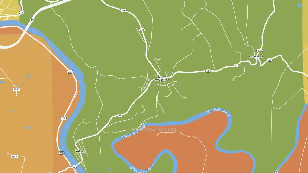 St. Petersburg, PA Map of Burglary Rates